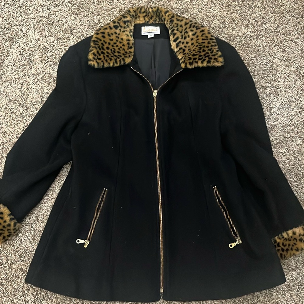Black Jacket with Animal Print Accent Lorovi